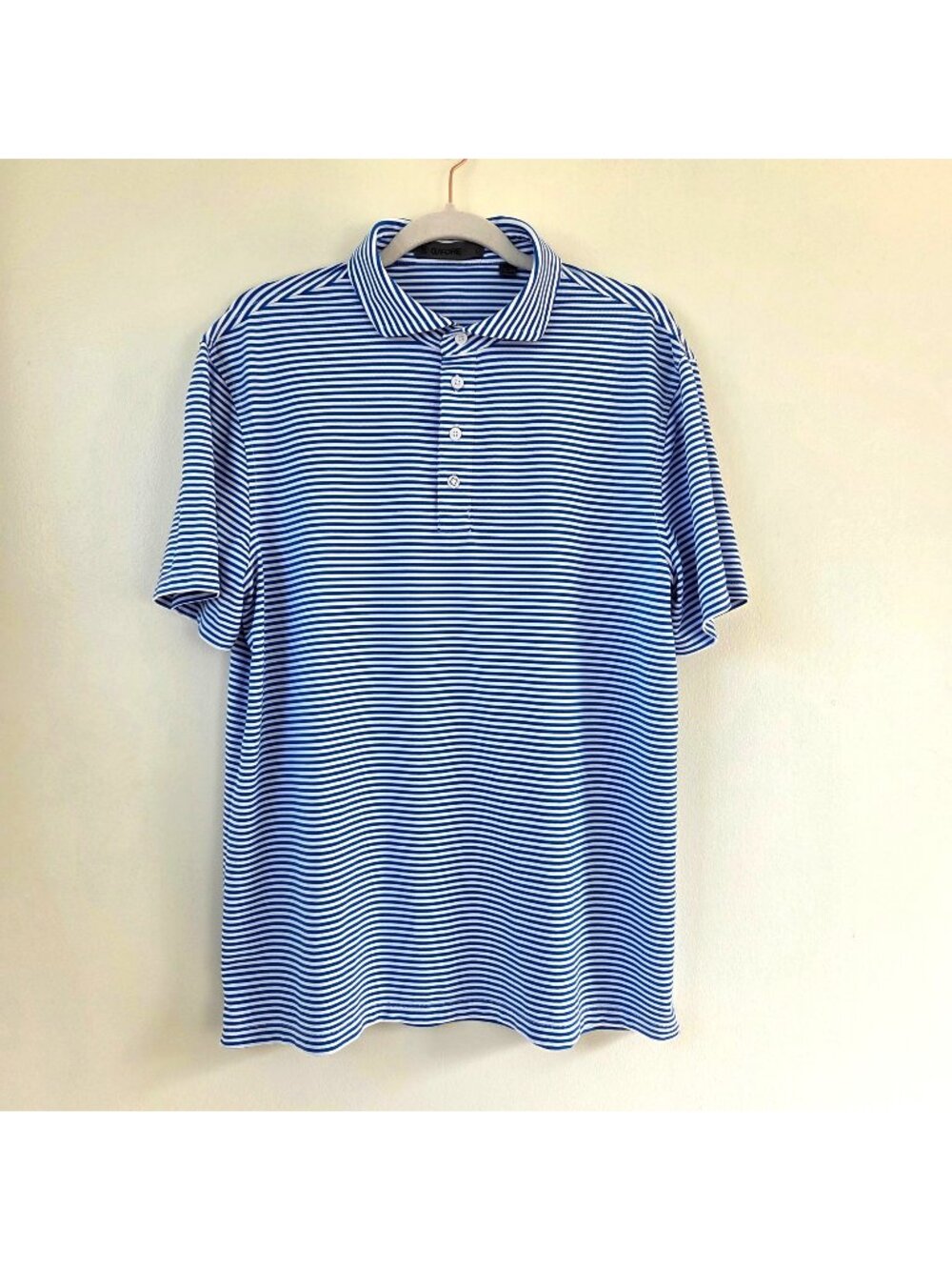 G/Fore Men’s Feeder Stripe Tech Polo Blue White Large